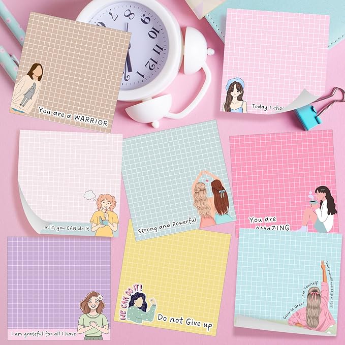 9 Pieces Little Girls Sticky Note Adhesive Cute Memo Notes Self Stick Note Pads for Back to School Decorations Home Classroom Office Party Decor