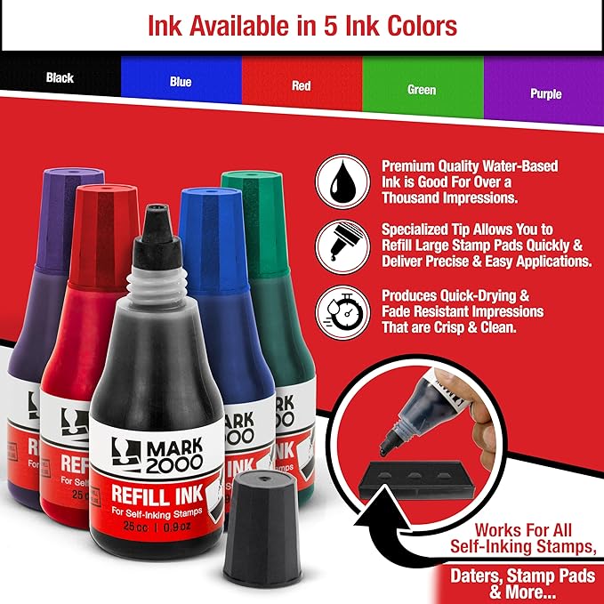 Self-Inking Refill Ink - Black - 25cc (0.9oz)