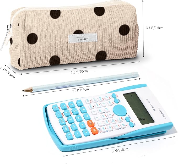 Pencil Bag Pen Case, Soft Corduroy Small Pencil Pouch Organizer with Zipper, Cute Pencil Case Pouch Stationery for Girls and Boys – Dot Beige