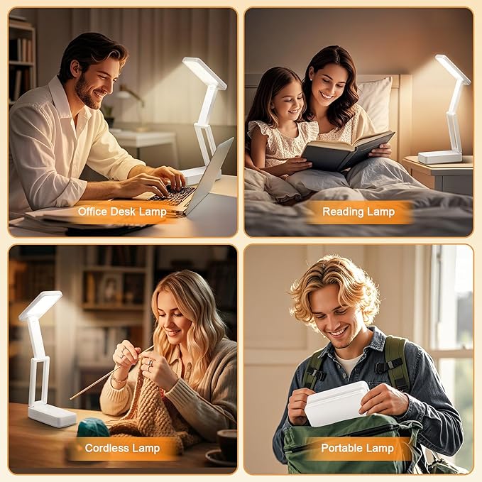 Rechargeable Lamps Cordless Lamps,6000mAh Battery Powered Lamp,3 Colors+Dimmable Desk Light,Rechargeable Table Lamp with USB Charging Port+45min-Timer,Wireless & Portable Light,Battery Operated Lights