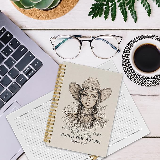 Christian Western Spiral Notebook, Western Cowgirl Bible Journaling Notebooks for Note Taking, Religious Scripture Hardcover Journals for Women 160 Pages 5.5x8.3 Inch, Gifts for Teen Girls