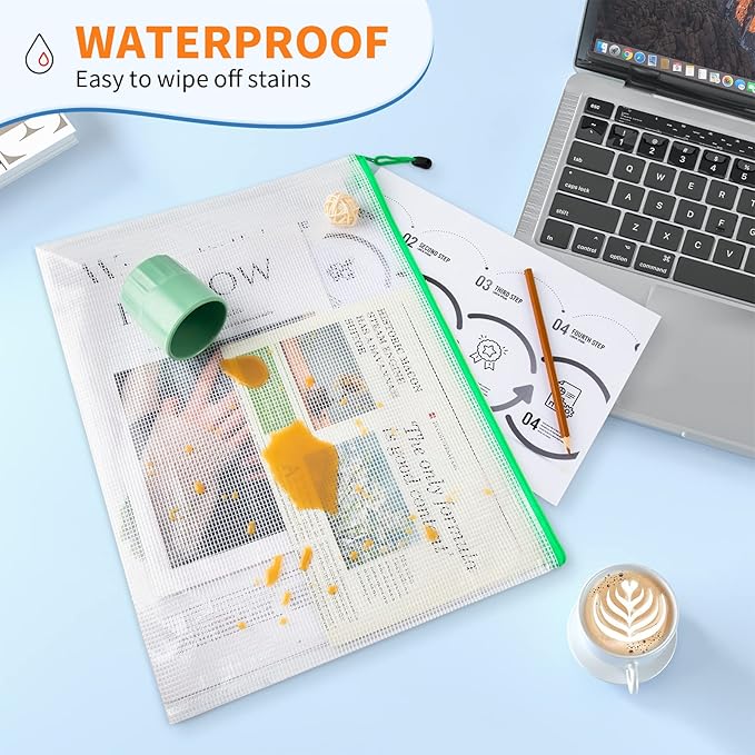 Umriox 16 Pack A5 Zipper Pouch, Mesh Bags with Zipper, Pencil Pouches, Zipper Bags for Puzzles, Office and Travel Supplies