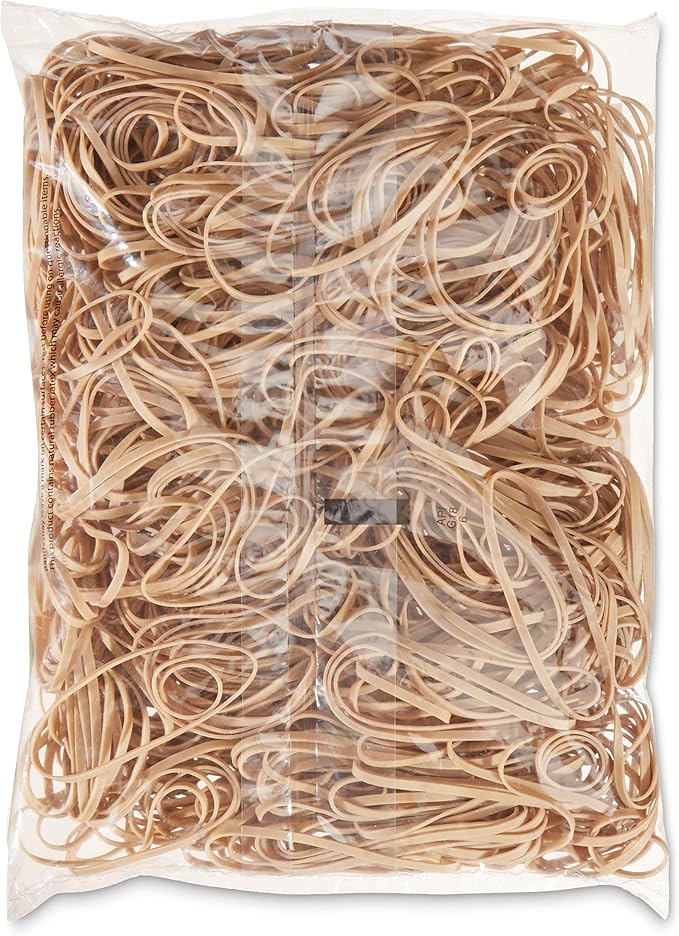 Amazon Basics Rubber Bands, Size 33 (3-1/2 x 1/8 Inch), 600 Bands/1 lb Pack, 3-Pack, Tan