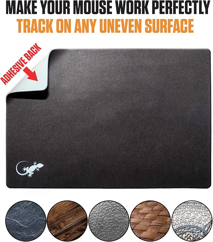 Mouse Pad Adhesive Bottom - Peel and Sticks to Any Surface - Travel Large Size - Portable (XL - Black)