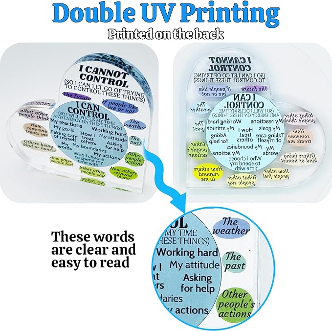 Ewong Things I Can Control Mental Health Decor, Acrylic Heart Sign for Therapist Office, School Counselor, Psychologist Room Art Decoration, Therapy Desk Plaque for Bedroom Classroom (Blue)