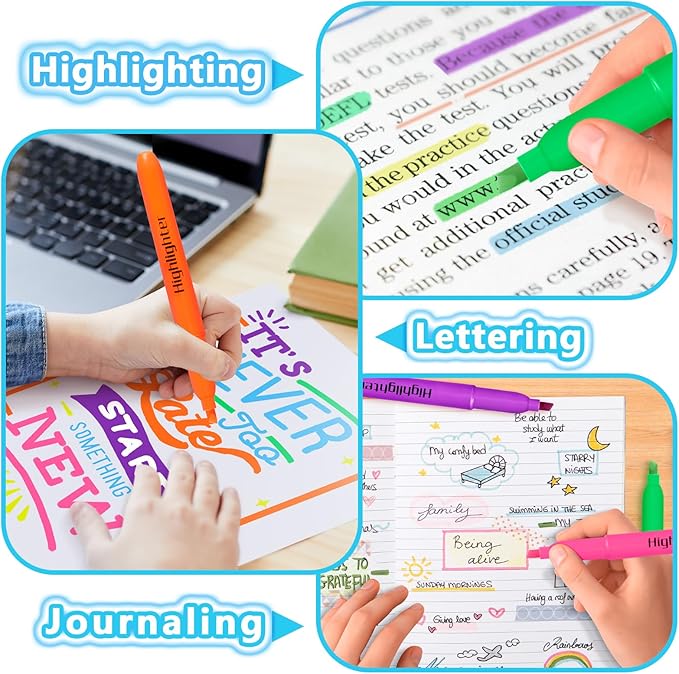 Duchong 360 Highlighters Bulk, Highlighters Assorted Colors for Adult Kids, Chisel Tip Dry-Quickly No Bleed Highlighter, Office Classroom Must Have, School Supplies for Teachers