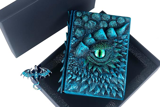 3D Dragon Eye Embossed Journal,Resin Engraving Notebook,Dnd notebook for Dragon Lovers ，Blank Paper,Hardcover Travel Notepad for Writing,Sketchbook,Collection,Gift,Decoration A4 and A5 Size (A5-Blue