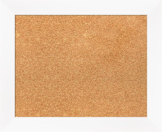 Amanti Art Natural Cork Board for Wall, 17x21 Vision Board with White Frame, Small Corkboard Office Decor for Home Organization, Modern Corkboard Pinboard to Display Items for Home Organization in