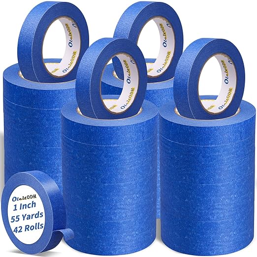 Painters Masking Tape No Residue Wall Painting Tape Artist Tape Trim Edge Finishing Tape (Blue, 1" x 55 Yards-42roll)