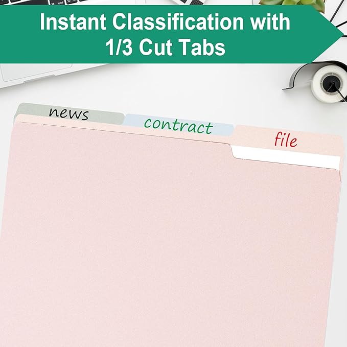 Colored Two Tone File Folders,100 Pack Manilla Folders 8.5 x 11 Office Organization Home School Folders for Documents Files Paper(7611U)