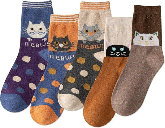 IIG Cute Warm Wool Socks for Women Super Cozy Thick Crew Winter Socks Gifts, 5 Pairs