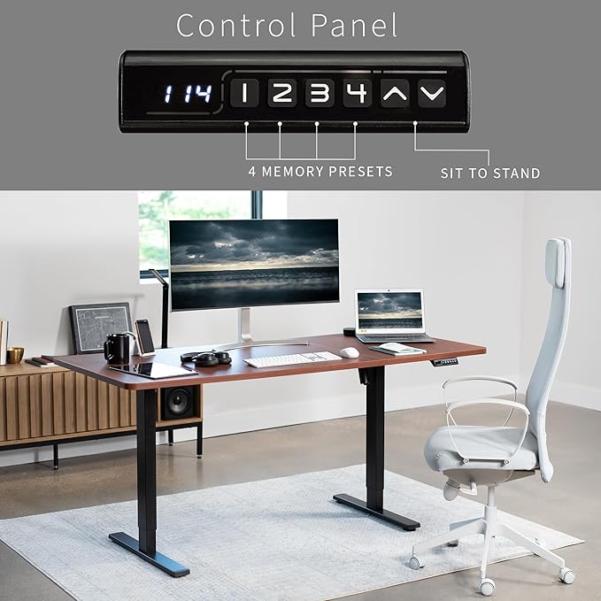 VIVO Electric 71 x 30 in Standing Desk, Memory Height Adjustment, 1B Series, Dark Walnut Top Black Frame, DESK-KIT-1B7D