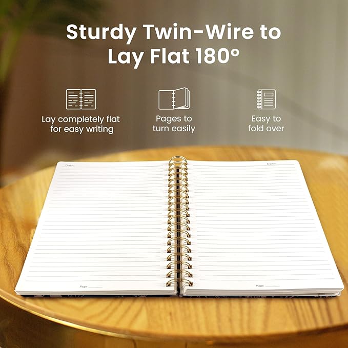 Taja Lined Spiral Notebook Journal for Work, 300 Pages Thick B5 (7.1"x10") College Ruled Journal for Women & Writing, Hardcover Notebook for Note Taking, Perfect for Office Home School, Rustic Bloom