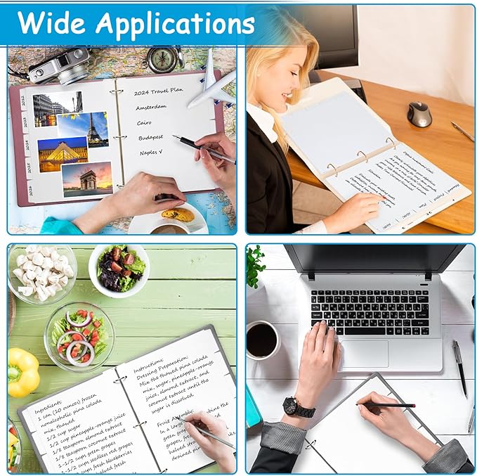 Binder Dividers for 3 Ring Binder, 1/5 Cut Tabs, Letter Size, Blank Write On Page Dividers with 5 Big Tabs for School Office Home, 8 Sets, 40 Dividers, White