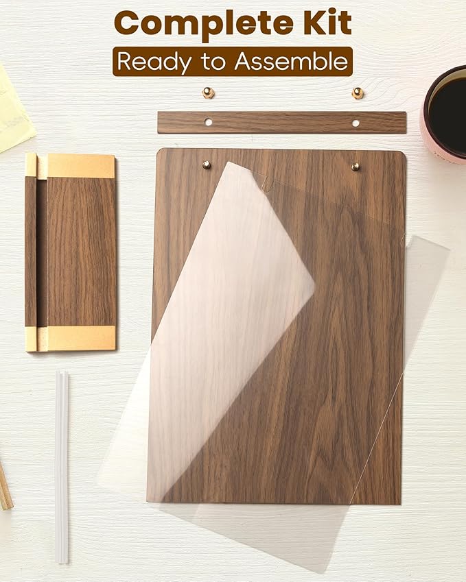 3Pack Acrylic Sign Holders 8.5 x 11 with Walnut Wood Base, Tabletop Clear Commercial Display Stand for Menu, Poster, Flyer, Table Paper Frame for Restaurant/Office/Coffee Shop Store Bar/Wedding/Hotel