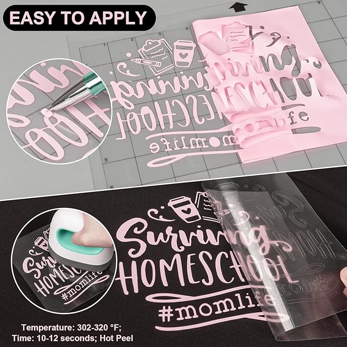 VINYL FROG Heat Transfer Vinyl Roll HTV Vinyl - 12" x5ft Pastel Pink Iron on Vinyl for T-Shirts, Heat Press Vinyl for DIY Craft Designs (Pastel Pink)