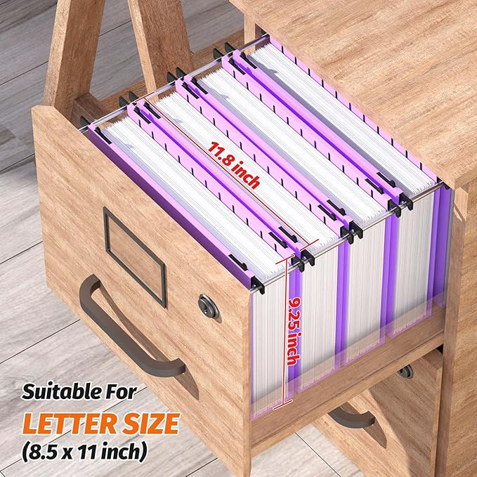 Extra Capacity Plastic Hanging File Folders,12 Pack Reinforced Hang Folders,Heavy Duty 2 Inch Expansion,Plastic Filing Cabinet Folders,Letter Size,Designed for Bulk Files, Medical Charts,Purple