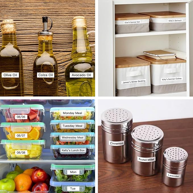 SUPVAN E10 Bluetooth Label Maker Machine with Tape, Continuous Waterproof Label, Versatile App with 35 Fonts and 1k+ Icons, Inkless Labeler for Home, Kitchen, School, Office Organization, White