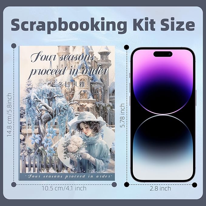 Winter Theme Sticker Scrapbooking Supplies for Junk Journal, 20 Sheets PET Stickers - Vintage Journaling Stickers, Ephemera Sticker Book Pre Cut(TZ-006-002)