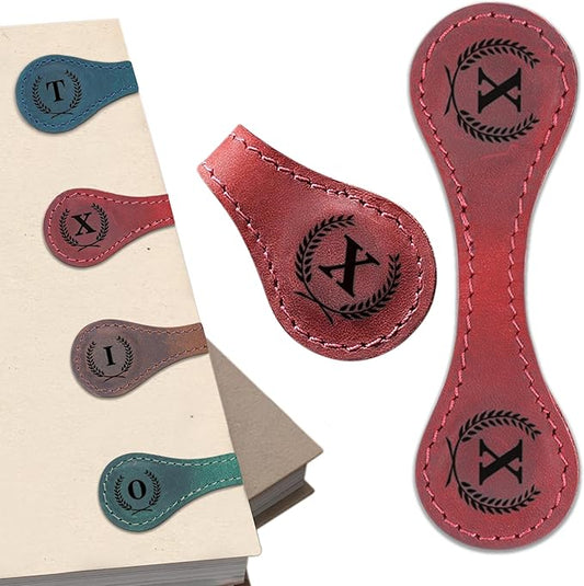 Personalized Magnetic Leather Bookmark - Genuine Custom With Initials, Handmade Clips for Book Lovers, Readers, Kids, and Women - Premium Magnet Charm