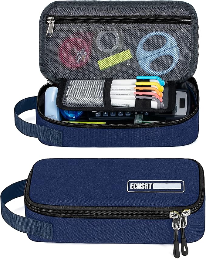 ECHSRT Large Pencil Case, Aesthetic Pen Pouch with Big Capacity, Minimalist Portable Stationery Bag with Handle for Office Organizer Aesthetic Pencil Cases