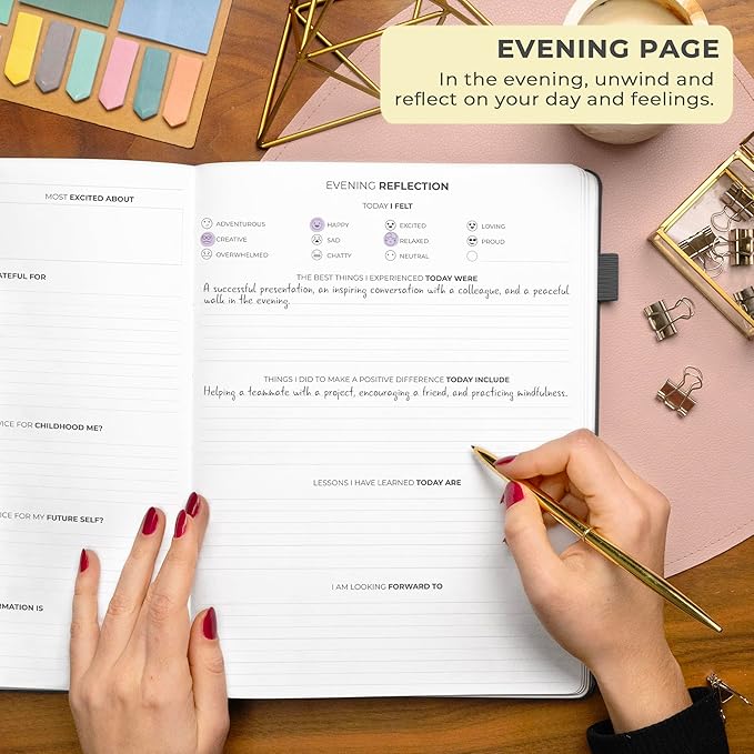 Clever Fox Gratitude Journal Large – Happiness, Positivity & Affirmation Journal – Inspirational Daily Notebook, 3 Months, 8.3x11” (Black)