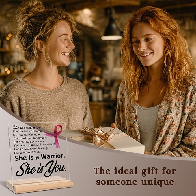 Breast Cancer Survivor Gifts for Women Mom, She is a Warrior She is You Acrylic Plaque Sign. Inspirational Gifts for Woman, Cancer Fighter Patients
