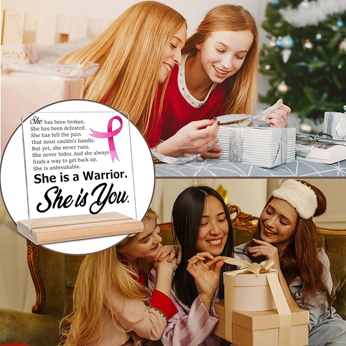 Breast Cancer Survivor Gifts for Women Mom, She is a Warrior She is You Acrylic Plaque Sign. Inspirational Gifts for Woman, Cancer Fighter Patients