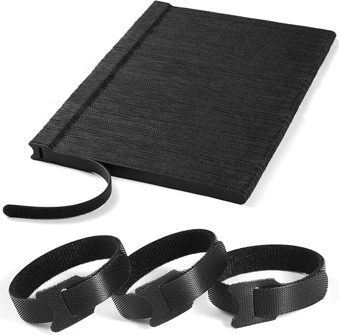 200 PCS 8 Inches Reusable Cable Ties | Adjustable Cord Wraps, Cable Straps | Hook & Loop Cord Organizer, Cable Management