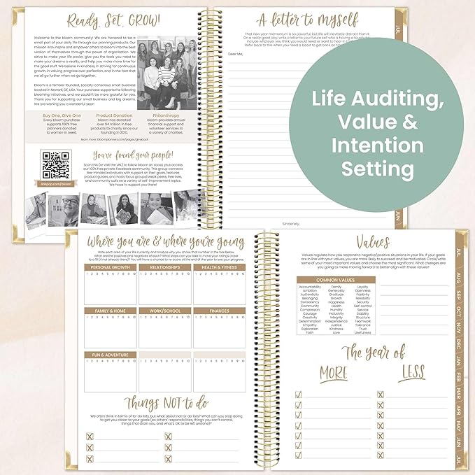 bloom daily planners 2025-2026 Hardcover Academic Year Goal & Vision Planner (July 2025 - July 2026) - Monthly & Weekly Calendar Agenda Organizer - 7.5" x 9" - Spread Kindness Like Wildflowers