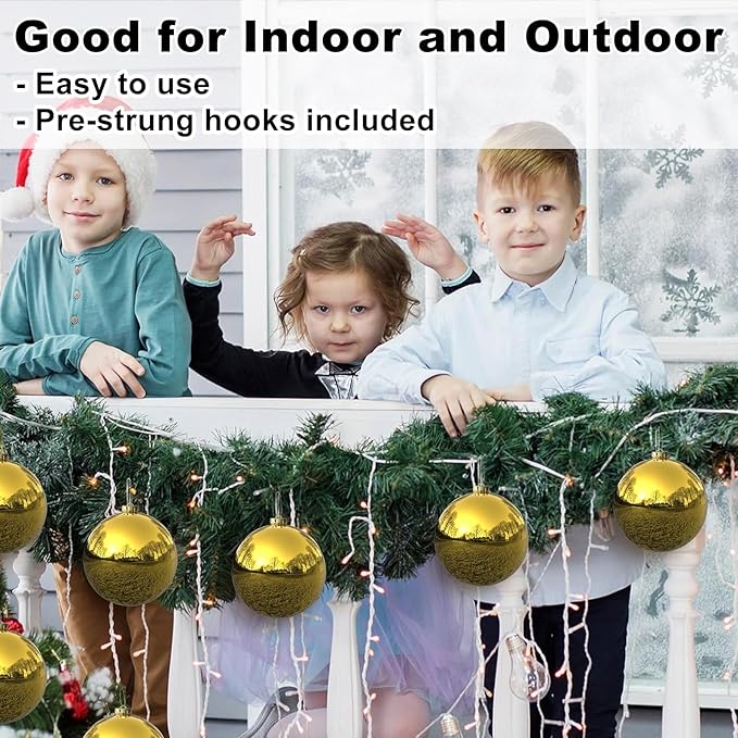 Gold 6.0" Extra Large Christmas Balls - Christmas Tree Decoration Ornaments Shatterproof Hanging Shiny Balls for Birthday Holiday Wedding Decorations Set of 2pcs