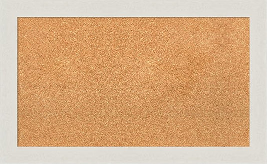 Amanti Art Natural Cork Board for Wall, 19x31 Vision Board with White Frame, Medium Corkboard Office Decor for Home Organization, Country Rustic Corkboard Pinboard to Display Items for Home