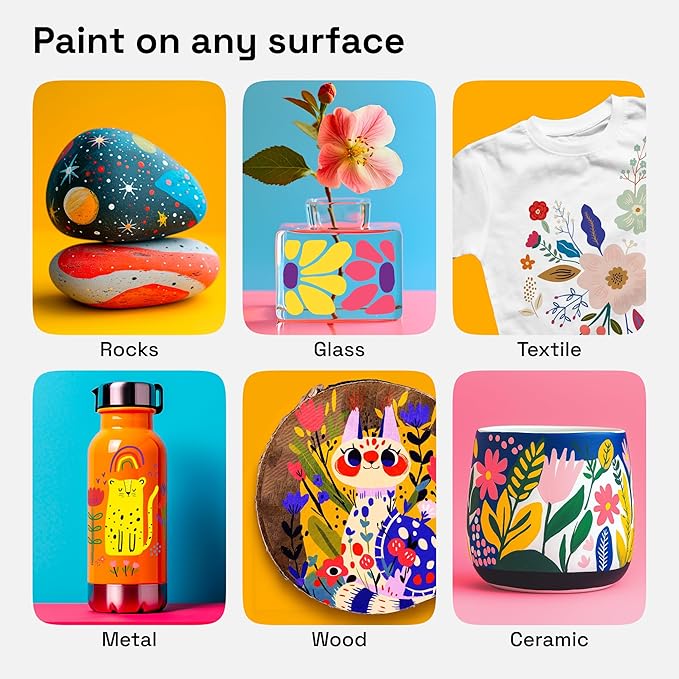 ARTISTRO Acrylic Paint Markers for Fabric, Rock, Wood, Glass, Craft - 24 Quick Dry Dual-Tip Fabric Paint Pens for Halloween Decorations - Pumpkin Painting Kit, Art Supplies, Christmas Gift