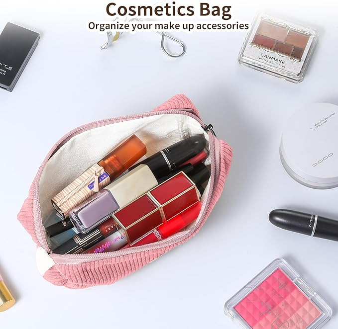 Pencil Bag Pen Case, Soft Corduroy Small Pencil Pouch Organizer with Zipper, Cute Pencil Case Pouch Stationery for Girls and Boys – Pink