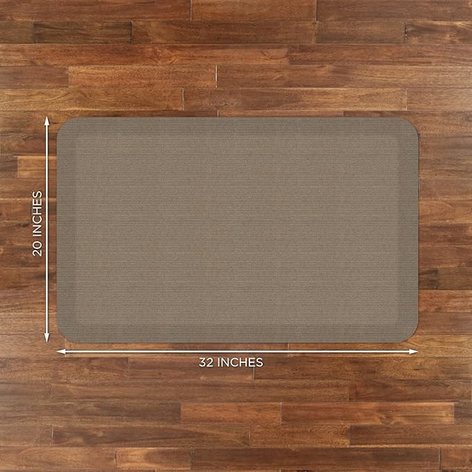 NewLife by GelPro Anti-Fatigue Designer Comfort Kitchen Floor Mat, 20"x32", Grasscloth Pecan Stain Resistant Surface with 3/4” Thick Ergo-Foam Core for Health and Wellness