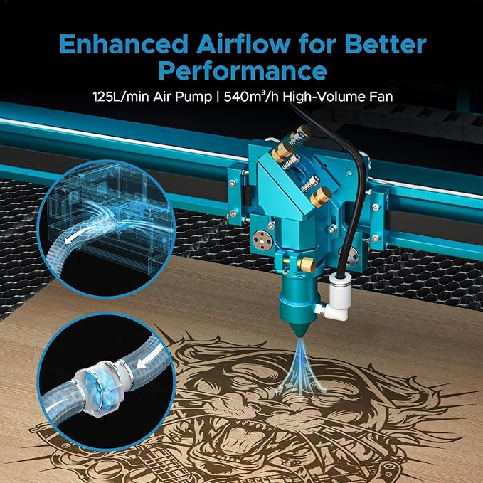 OMTech Pronto 150W CO2 Laser Engraver & Cutter with Water Chiller – 63"x40" Workspace, 1,000mm/s Speed, Autofocus, 2-Way Pass, Air Assist, for Wood, Acrylic & More