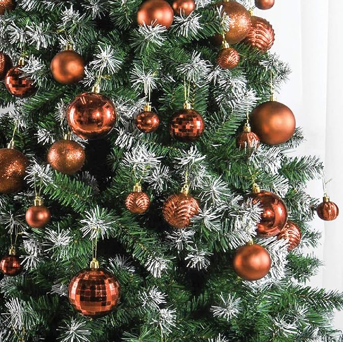 PREXTEX Christmas Tree Ornaments - Copper Orange Christmas Ball Ornaments Set for Christmas, Holiday, Wreath & Party Decorations (36 pcs - Small, Medium, Large) Shatterproof, 3 Size Combo
