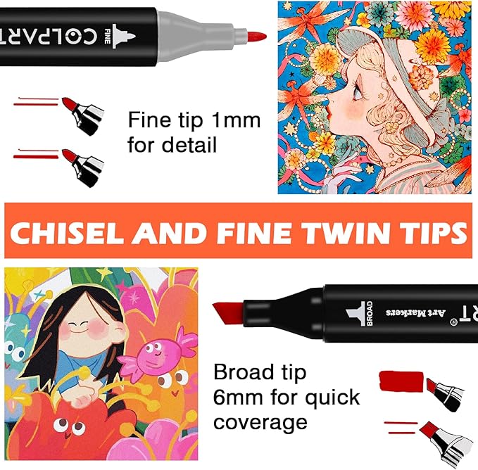 80 Colors Alcohol Markers Dual Tip Art Markers for Kids Marker Pens for Adult Coloring Painting Supplies Perfect for Painting, Coloring, Sketching and Drawing Christmas Gift Ideas