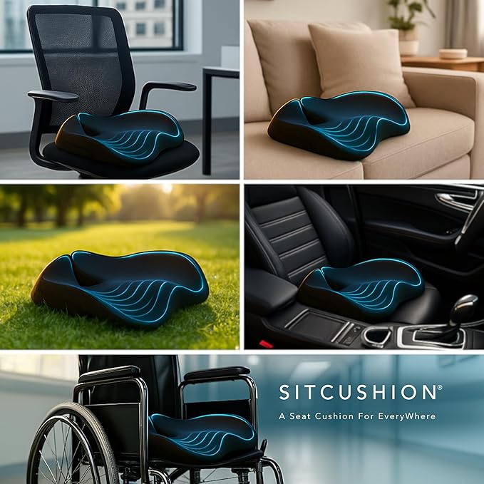 X Large Seat Cushions for Office Chairs– Pressure Relief Seat Cushion for Tailbone Pain, Back Pain, Coccyx & Sciatica Pain Relief Pillow – Office Chair Cushion with Extra Cover(Gray)