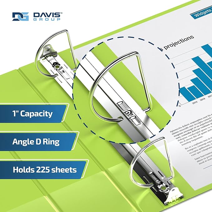 Premium Economy 6-Pack 3-Ring Binders for School or Office, D-Ring Binders, 1 Inch, Lime Green