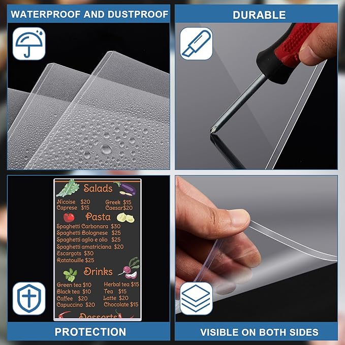 Henoyso 45 Pcs 8.5" x 14" Menu Cover Rigid Print Protectors Clear Heavy Duty Menu Holder Poster Protector Sleeve Hard Plastic Paper Sleeves for Page Sheet Photographs Document Birth Certificate