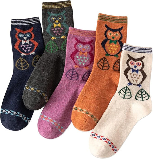 IIG Cute Warm Wool Socks for Women Super Cozy Thick Crew Winter Socks Gifts, 5 Pairs