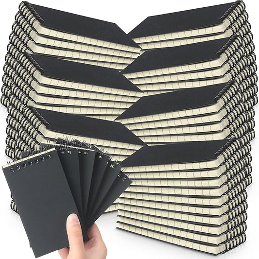 Tenceur 100 Pcs Pocket Notebook Bulk Small 3x5 Inch Spiral Notepads Mini Top Bound Notebook with Lined 120 Pages Ruled Memo Pads for Office College Nurse Essentials Back to School Gift (Black)