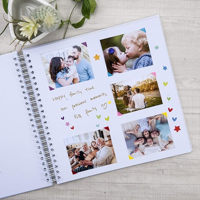 12 x 12 Inch Large DIY Scrapbook Photo Album with Window Design Cover 80 Pages Craft Paper Memory Book for Weeding Anniversary Travel and Baby (White)