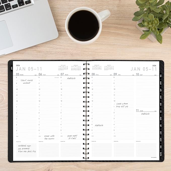 AT-A-GLANCE 2026 Appointment Book Planner, Weekly & Monthly, 8.25" x 11", Large, Half-Hourly, Contemporary, Charcoal (70950X4526)