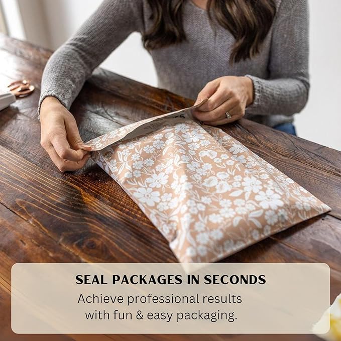 Poly Mailers 10x13 Inch 100 Pack Medium Shipping Bags Strong Thick Mailing Envelopes | Self Sealing Adhesive | Waterproof & Tear Proof | Small Business Packaging for Clothing - Floral Dusty Pink