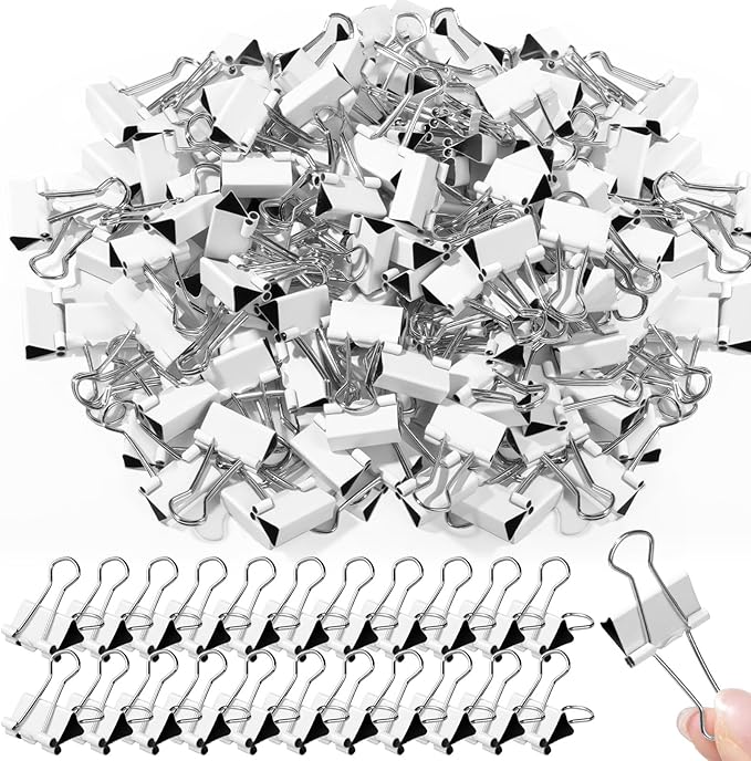 Jetec 100 Pack 0. 75in/19mm White Metal Binder Clips Bulk Medium Reusable Fold Back Binder Clips Paper Clamps Spring Steel Sturdy for Home Office School Supplies