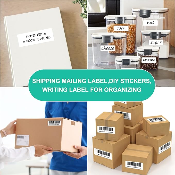 L LIKED 2" x 4" Label Stickers, Printable White 10 per Sheets Total 1000 Labels for Laser/Inkjet Printing - Matte (1000 Labels)
