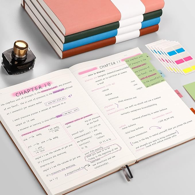 AHGXG 8.5''×11'' Notebook College Ruled - Large A4 Notebook Lined Journal - 320 Pages Thick Journal for Writing, 100gsm Thick Paper, Leather Softcover, for Work School - Black