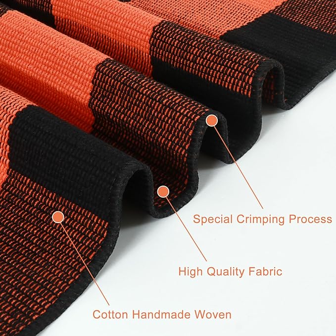 KIMODE Buffalo Plaid Fall Outdoor Rug 27.5"x43",Washable Halloween Door Mat,Reversible Front Porch Rug,Checkered Layering Rug for Entryway,Halloween Front Porch Decor,Orange and Black